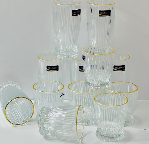 Ensemble de 12 verres de boisson rebord dorè