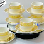 Ensemble 12 pièces 6 Tasse et 6 sous tasse- blanc dorè