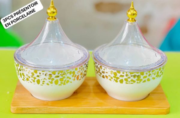 3Pcs Présentoir en Porcelaine