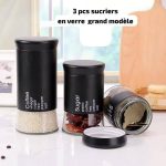 3pcs Sucrier de Luxe en Verre