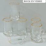 Ensemble 6 Tasse en Verre- rebord Doré